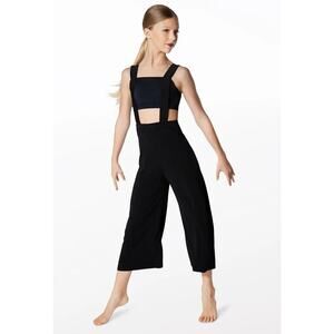 Weissman‎ Elite Dance Costume Black Hymn Suspender Leotard Jumpsuit Size SA